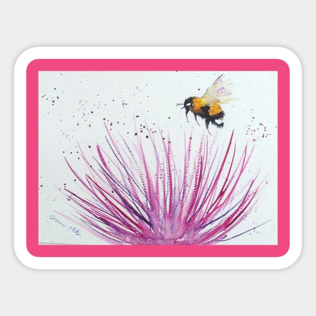 Bumble bee and Pink Flower Sticker by Casimirasquirkyart